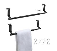 Over Door Towel Rail, 2 Pcs Kitchen Towel Holder Extendable Tea Towel Rail | Bathroom Stainless Steel Towel Rack for Kitchen Cupboard Doors Black 22.5-35cm & 30-50.7cm