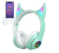 Over Ear Headphones - Wireless Cat Ear, Portable Sound Headset, Soft Padded Stereo Music Device | Colorful Illuminated Comfort Accessory Design for Listening Recording Editing Working