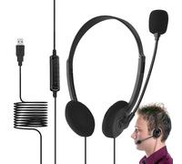 Over-Ear Headphones with Microphone - Speaker 40 mm, Wired Headphones, 1.8 m Cable + 105 dB Sensitivity, Mobile Coil 32 Ohm, for Home Pc Tablet Computer Laptop Teams Zoom Office Teaching