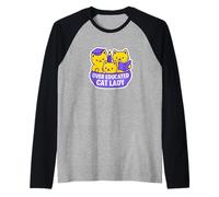 Over Educated Cat Lady Funny Three Cats Raglan Baseball Tee