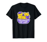 Over Educated Cat Lady Funny Three Cats T-Shirt