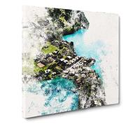 Over Grindelwald In Switzerland Watercolour Canvas Print | Gallery Wrapped 30mm Frame Wall Art | 20x20 inches | Ready to Hang | Modern Picture | Living Room Bedroom Lounge Office