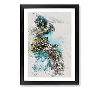 Over Grindelwald in Switzerland Watercolour Framed Print | A2 Black Framed Wall Art | Ready to Hang | Modern Historical Picture | Living Room Bedroom Lounge Office