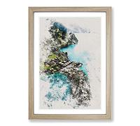 Over Grindelwald in Switzerland Watercolour Framed Print | A2 Oak Framed Wall Art | Ready to Hang | Modern Historical Picture | Living Room Bedroom Lounge Office