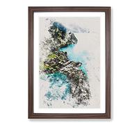 Over Grindelwald in Switzerland Watercolour Framed Print | A2 Walnut Framed Wall Art | Ready to Hang | Modern Historical Picture | Living Room Bedroom Lounge Office
