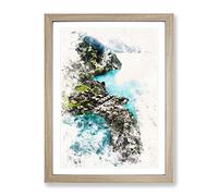 Over Grindelwald In Switzerland Watercolour Modern Framed Print | A2 Oak Framed Wall Art | Ready to Hang | Modern Historical Picture | Living Room Bedroom Lounge Office