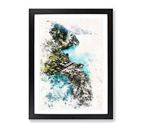 Over Grindelwald In Switzerland Watercolour Modern Framed Print | A4 Black Framed Wall Art | Ready to Hang | Modern Historical Picture | Living Room Bedroom Lounge Office