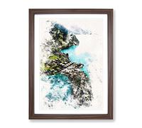 Over Grindelwald In Switzerland Watercolour Modern Framed Print | A4 Walnut Framed Wall Art | Ready to Hang | Modern Historical Picture | Living Room Bedroom Lounge Office