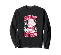 Over My Dead Hot Body Sassy Anime Girl Pink Flames Sweatshirt