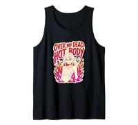 Over My Dead Hot Body Sassy Anime Girl Pink Flames Tank Top