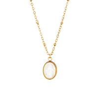 Over & Over Gold 14k Stainless Steel Mother of Pearl Virgin Mary Necklace - Gold