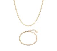 Over & Over Gold Steel Flat Snake Gift Set - Gold