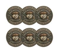 Over Par Old Bastards Golf Club Coin,Funny Golf Challenge Coin for Men, Whiskey & Cigar Design, Lifetime Member Golf Ball Marker, Gag Gift for Golfers and Friends(Black*6)