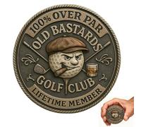 "Over Par Old Bastards" Golf Coin - Funny Golf Challenge Coin for Men with Whiskey Design, “100% Over Par” & “Lifetime Member” Inscription Perfect Gag Gift for Golfers, Friends (1pcs)