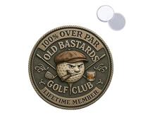 Over Par Old Bastards Golf Coin, Funny Golf Challenge Coin for Men with Whiskey Design, “100% Over Par” & “Lifetime Member” Inscription, Novelty Gag Gift, for Golfers & Friends (1Pcs)