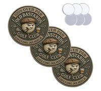 Over Par Old Bastards Golf Coin, Funny Golf Challenge Coin for Men with Whiskey Design, “100% Over Par” & “Lifetime Member” Inscription, Novelty Gag Gift, for Golfers & Friends (3Pcs)