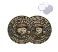 Over Par Old Bastards Golf Coin, Funny Golf Challenge Coin for Men with Whiskey Design, “100% Over Par” & “Lifetime Member” Inscription, Novelty Gag Gift, for Golfers & Friends (2Pcs)
