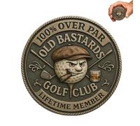 Over Par Old Bastards Golf Coin, Funny Golf Challenge Coin for Men with Whiskey Design, Lifetime Golfs Club Member Coins, Gag Gift for Men Women Golfs Lover