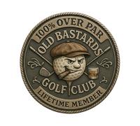 Over Par Old Bastards Golf Coin, Funny Golf Challenge Coin for Men with Whiskey Design, “Old Bastards Golf Club” & “Over Par” Collectible Coin, Perfect Gag Gift for Old Friends and Golf Lovers (1PCS)