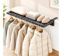 Over Radiator Drying Rack, Balcony Laundry Shelf | Carbon Steel Foldable Hanging Rack with Adjustable Arms, Space Saver for Windowsills, Railings(Black,100cm/39.4in)