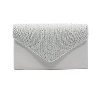 over Shoulder Bag Ladies Large Evening Satin Bridal Diamante Ladies Clutch Bag Prom Envelope Shoulder Bags for Men (White, One Size)