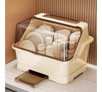 Over Sink Dish Drainer Rack with Cover Countertop Dish Storage Cabinet for Plates Bowls & Cutlery Space-Saving Kitchen(White 39x28x29cm)