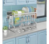 Over-Sink Dish Drainer Space-Saving Kitchen Dish Rack With Drain Tray Suitable For Over-Sink And Countertop Dish Drainers,Single-Layer Full Set-85Cm/33In