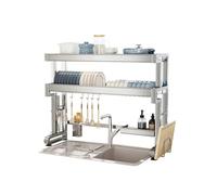 Over Sink Dish Drying Rack - 2 Tier Stainless Steel Kitchen Organizer, Space Saving Multi-Functional Design for Effective Countertop Organization