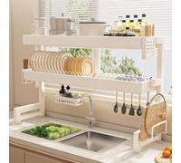 Over Sink Dish Drying Rack, 21.7 In Stainless Steel Kitchen Sink Rack, Single Layer Countertop Dish Drainer With Utensil & Chopstick Holder Double Layer 75cm/29.5in