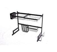 Over Sink Dish Drying Rack Dish Drainer,2-Tier Large Capacity Dish Rack, Sink Organize Stand Shelf with Utensil Holder Hooks, Kitchen Countertop Supplies Storage for Plates Bowls Pots (Medium)