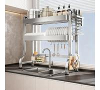 Over Sink Dish Drying Rack - Space-Saving Kitchen Counter with Partits 95x84cm (37.4x33.1in) for Efficient Dish Draining and Sto