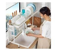 Over Sink Dish Rack,Dish Drainer Rack, 2 Tiers Retractable Large Over The Sink Dish Drying Rack, for All Sinks, Adjustable Large Capacity Sink Rack, Stainless Steel Drain Rack to Save Space