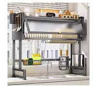 Over Sink Dish Rack,Dish Drainer Rack, Over The Sink Dish Drying Rack with Cover, 2 Tier Large Capacity Dish Rack, Sink Organize Stand Shelf, Kitchen Counter Supplies Storage