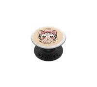 Over Stimulated Funny Kitty Vintage Cat Design PopSockets Adhesive PopGrip
