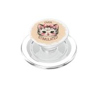Over Stimulated Funny Kitty Vintage Cat Design PopSockets PopGrip for MagSafe