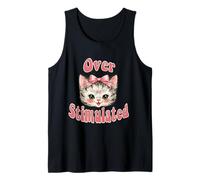 Over Stimulated Funny Kitty Vintage Cat Design Tank Top