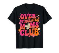 Over Stimulated Moms Club Groovy Skeleton Bottle T-Shirt