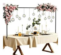Over Table Rod Stand with Clamps, Black Metal Table Arch Stand for Hanging Banners Wreaths Flowers, Over Table Display Bar, Adjustable 42-123cm Height & 80-250cm Width,Wedding Birthday Party Decor