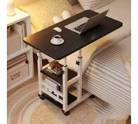 Over the Bed Desk for Laptop Adjustable Height for Narrow Space, Portable Standing Desk on Wheels with Storage for Home Office Use(Black)
