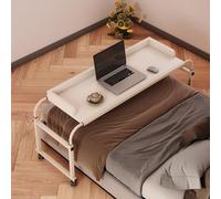 Over The Bed Desk,Height Adjustable Overbed Table with Wheels, Mobile Over Bed Desk with Adjustable Tilt Stand, Mobile Laptop Cart Computer Desk, White