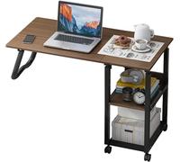Over The Bed Desks Adjustable Height Rolling Design with Shelves Metal Legs Bedside Laptop Standing Table