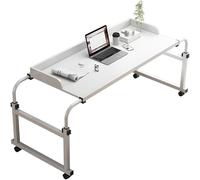 Over The Bed Table On Wheels Adjustable,Extendable Rolling Bedside Laptop Desk Over Bed Desk Adjustable 115-210cm for Daily Relaxation Work(Color:White)