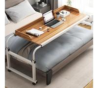 Over The Bed Table On Wheels Adjustable,Over Adjustable Height Divan with Tables Large Overbed Small Side Computer Trolley Bag (Color:Wood+)