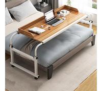 Over The Bed Table On Wheels Adjustable， Over Bed Desk Height Adjustable 65-95cm Rolling Tray Table for Laptop and Writing in Living Room for Daily Relaxation Work(Color:Wood)
