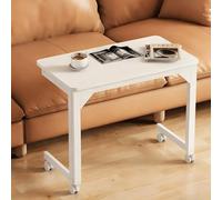 Over The Bed Table with Wheels Foldable, Mobile Small Standing Desk, Sturdy Laptop Cart & Dining Table, for Bedroom, Living Room, Hospital Use(White,80 * 45cm/31.5 * 17.7in)
