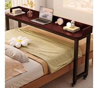 Over The Bed Table with Wheels, Removable Cross Bed Table, Solid Wood Ecological Board Table Top, Reinforced Steel Frame, for Home and Hospitals