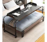 Over The Bed Table with Wheels, Rolling Table for Bed, Adjustable Overbed Table, Desk Over Bed King, Laptop Table, Desk Over Bed for Home Office(Color:Black)