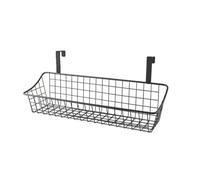 Over The Cabinet Door Storage Basket Metal Wire Kitchen Cupboard Drawer Hanging Caddy Organizer Bakeware Holder Spice Jar Rack (Black 1)