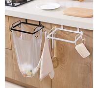 Over the Cabinet Metal Wire Small Garbage Container, Trash Bag Holder Rack for Recycled Reusable Disposable Plastic Grocery Bags for Kitchen, Pantry, Garage, Bathroom (1PC White, One Size)