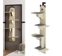 Over the Door Cat Climber, Cat Tower, 4-Levels Cat Door Shelves, Door Hanging Cat Shelf Perch, Wooden Cat Tree, Activity Center Playground for Indoor Cats(D1)